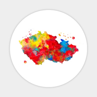 Czech Republic Map Watercolor Painting Magnet